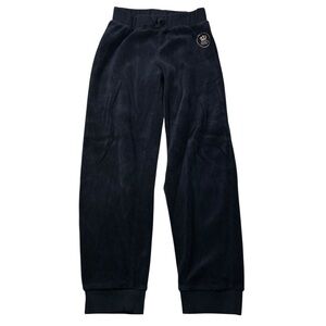 Vintage Y2K Juicy Couture Youth Girl Black Velvet Velour Jogger Track Pants 8/10